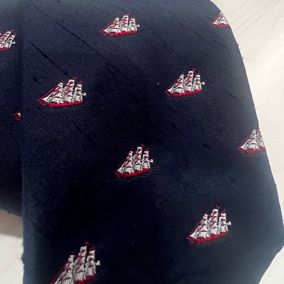 Vintage Embroidered Ship Nautical Necktie - Picture 2 of 6